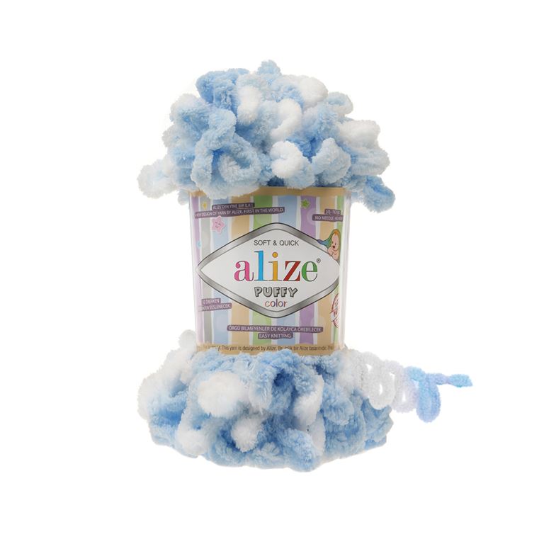 ALIZE PUFFY COLOR AL-5865 100g blue white