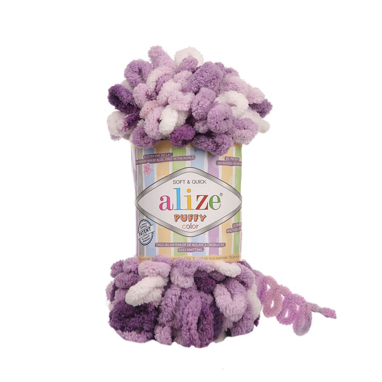 Knitting yarn ALIZE PUFFY COLOR AL-5923 100g. purple white pink