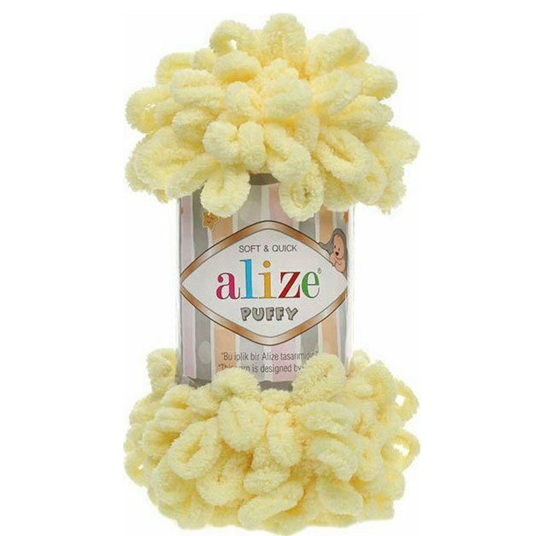 Knitting yarn ALIZE PUFFY AL-13 100g. light yellow